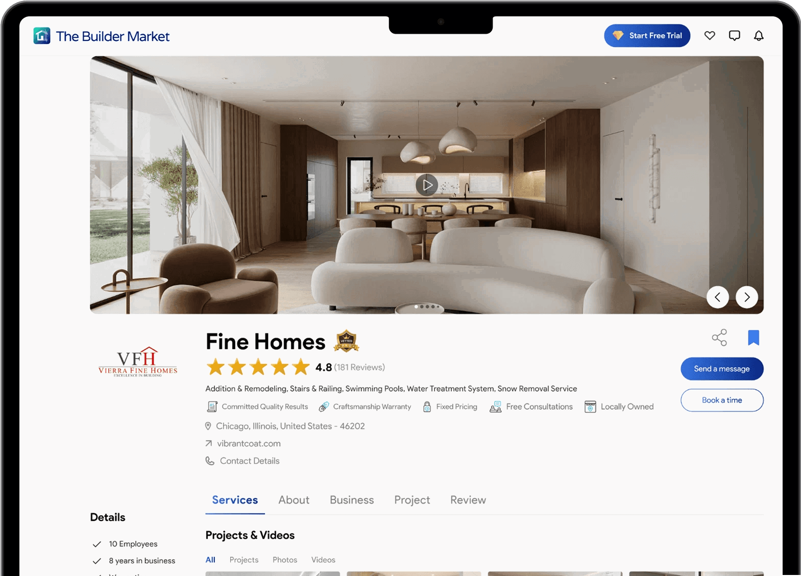 Listing details page showcase