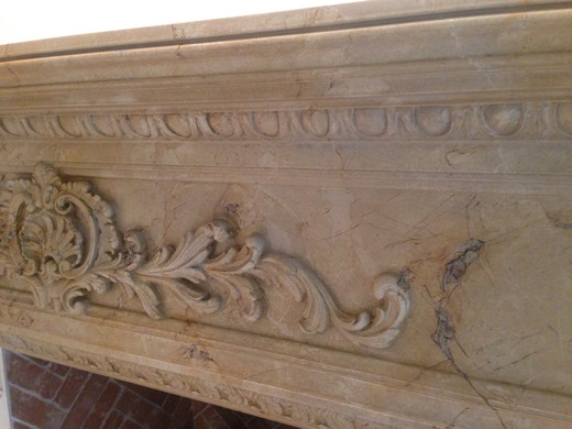 handpainted faux stone mantle, was white.JPG